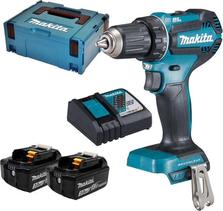 Image du produit Makita DDF485RFJ 2x 3,0 Ah 18V perceuse visseuse sans fil (Fonctionnement sur batterie)
