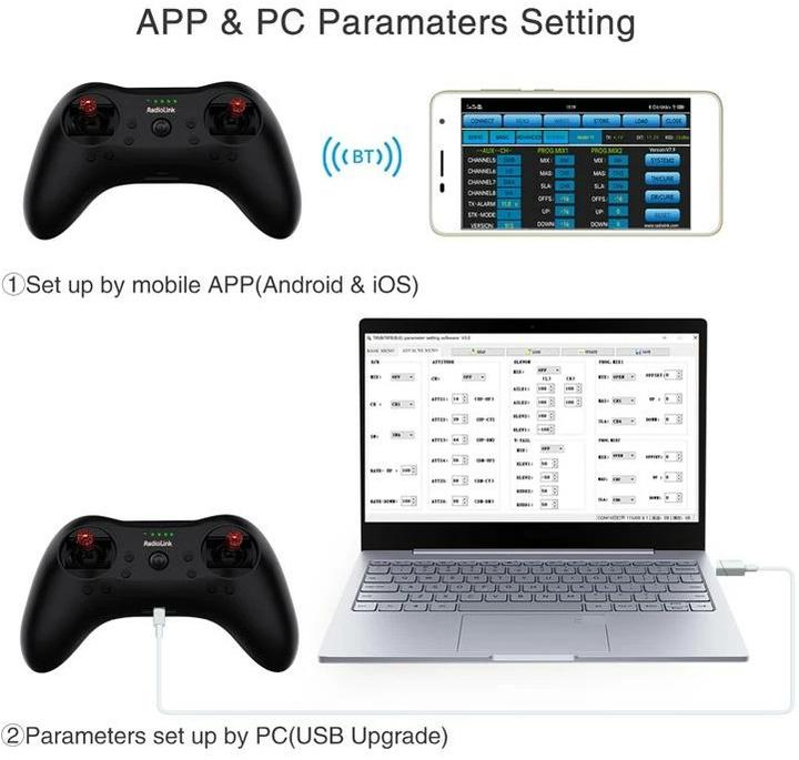 Actual product image RadioLink Remote control T8S-BT 2.4 GHz, 8 channel, with receiver