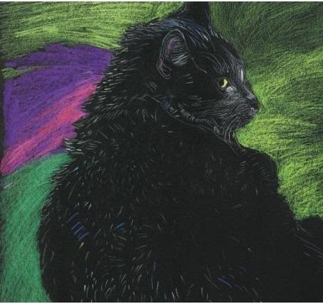 Produktbild EMG Notizbuch. Grüne Katze im Jahr 2023