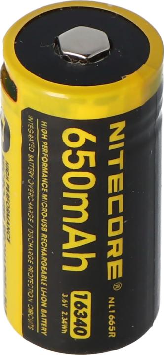 Image du produit Nitecore Li-Ion Akku Typ 16340 - 650mAH - NL1665R
