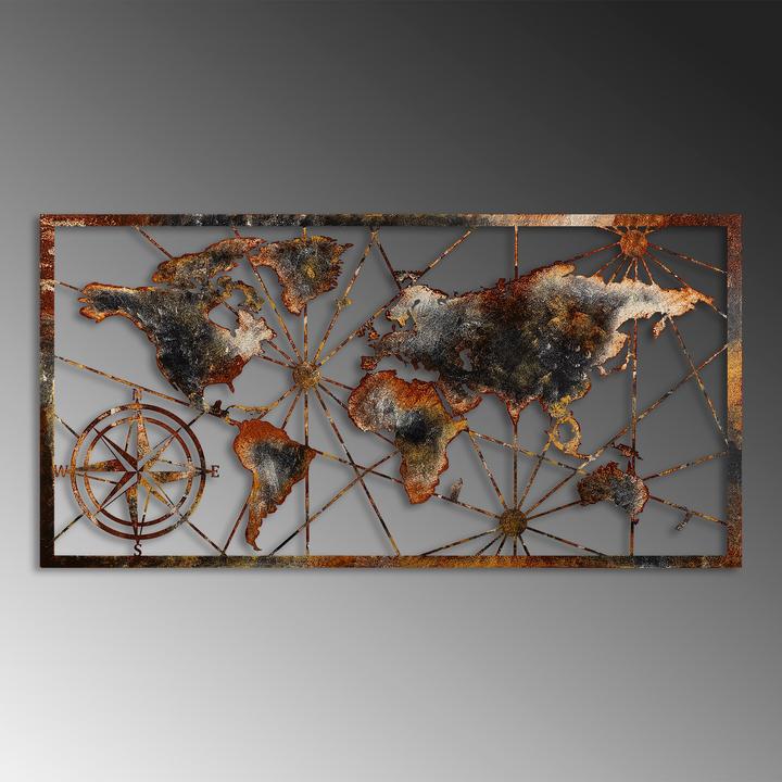 Image du produit Wallxpert Carte du monde en métal (120 x 60 cm)