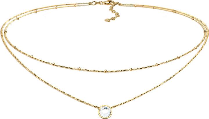 Elli Halskette Choker Layer Kristall Kugelkette 925 Silber (925er Sterling Silber, Glaskristall, 36 cm)