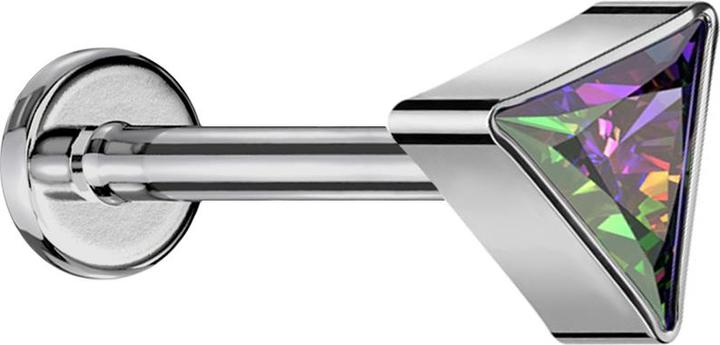 Immagine prodotto Star Piercing Micro labret filo interno argento triangolo argento cristallo scuro multicolore (Titanio G23, senza ottone)