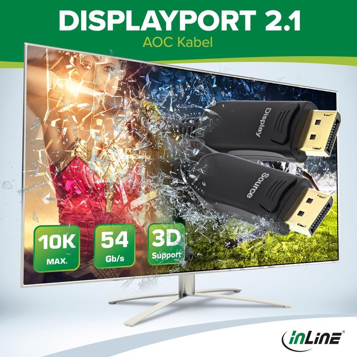 Image du produit InLine Câble DisplayPort 2.1 AOC (25 m, DisplayPort)