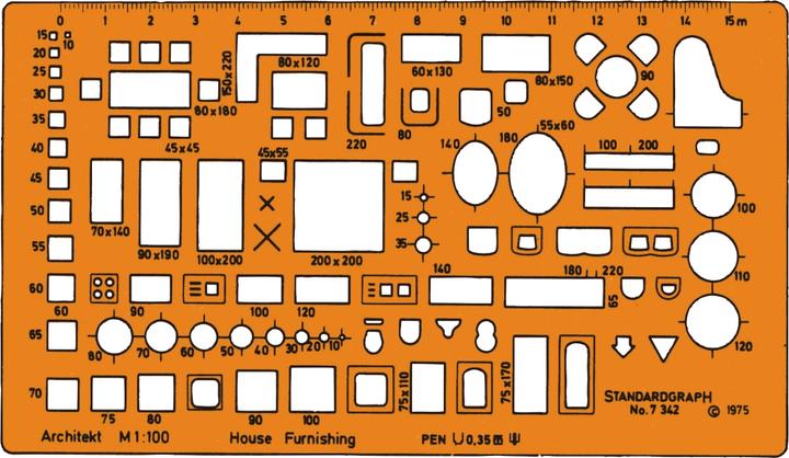 Produktbild Möblierungsschablone 1:100 (17.50 cm)