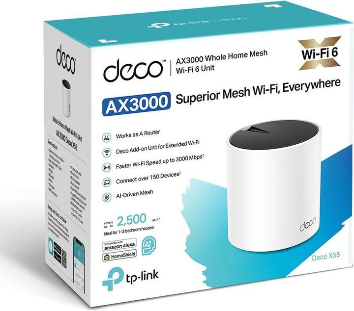 Produktbild TP-Link AX3000 WHOLE HOME MESH WI-FI 6 UNIT DECO X55 1-PACK EU