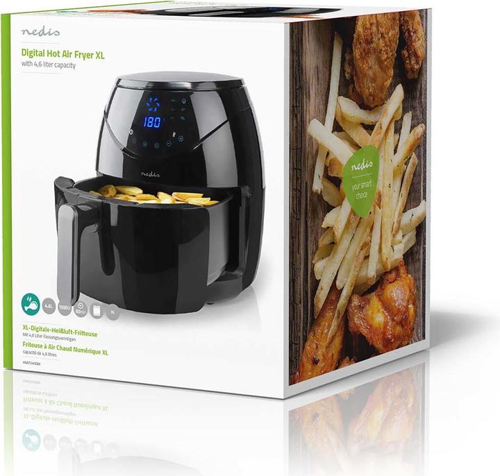 Immagine prodotto Nedis Friggitrice ad aria calda 4,6 l Timer: 60 min Digitale Nero (Spina UE)