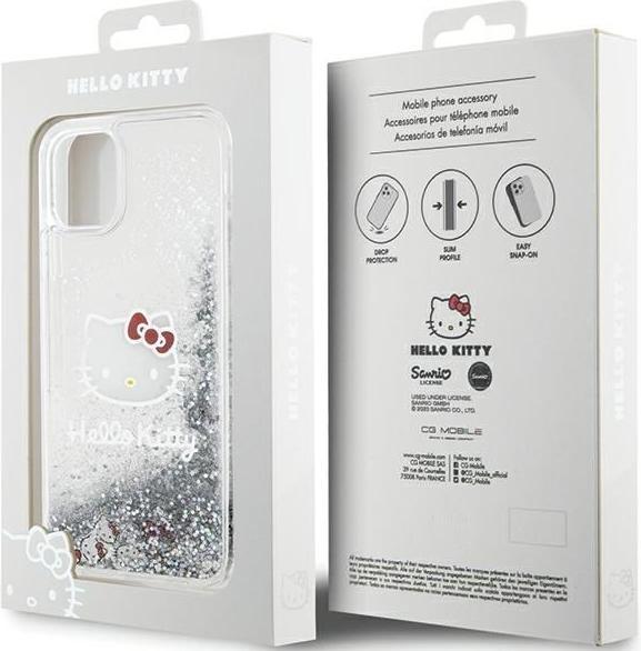 Immagine prodotto Hello Kitty HKHCN61LIKHET iPhone 11 / Xr 6.1" srebrny/argento hardcase Liquid Glitter Charms Kitty He (Apple iPhone 11, Apple iPhone XR)