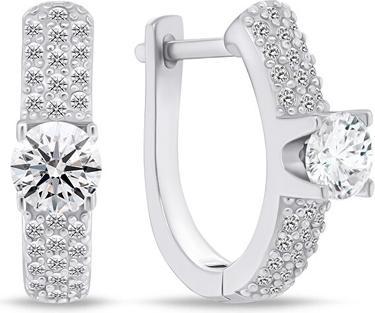 Brilio Silver - Dazzling silver earrings with zircons EA765W