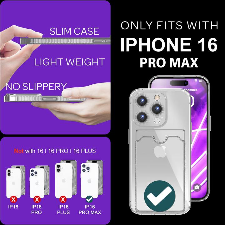 Actual product image Nalia Clear transparent neon silicone cover card holder (Apple iPhone 16 Pro Max)