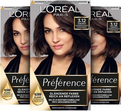 Produktbild L'Oréal Paris L'Oréal, Paris Préférence, Haarfarbe, Toronto, 183 g (3.12 Intensives Kühles Dunkelbraun)