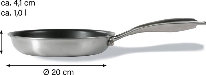 Actual product image Silverstar Stainless steel pan 20 cm with non-stick coating for induction and oven (20 cm, Pan set + pot set, Stainless steel)