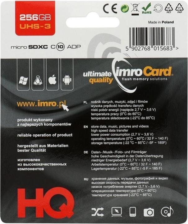 Image du produit IMRO 10/256GB ADP (256 Go, microSDXC, U3, UHS-I)