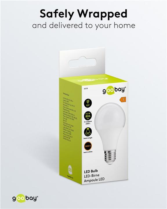 Produktbild Goobay LED-Birne, 8,5 W (E27, 8.50 W, 806 lm, 1 x, F)