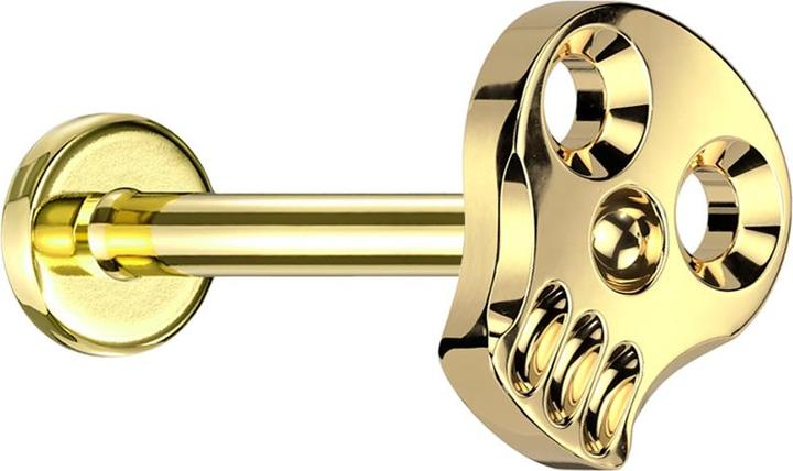 Star Piercing Micro Labret Innengewinde vergoldet hohler Totenkopf vergoldet (ohne Messing, Titan G23)