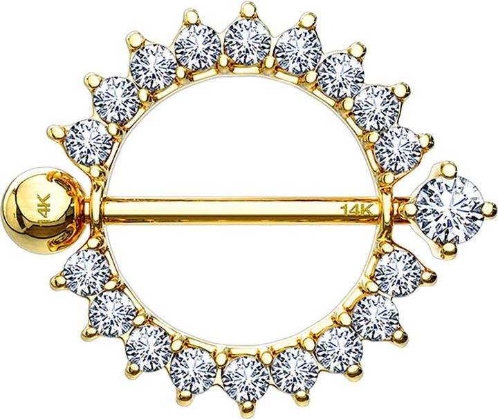 Image du produit Star Piercing Barbell 14k gold Kristallkranz (sans laiton, Or 14k)