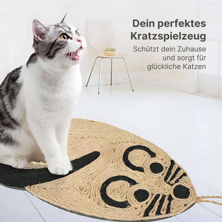 Produktbild Hermex Katzen-Kratzmatte in Mausform Kratzspielzeug Kratzteppich Katzenspielzeug Kratzfläche (1.30 cm, Braun, Schwarz)