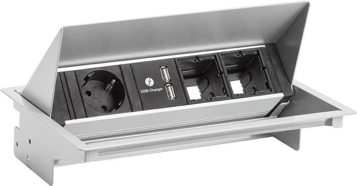 Produktbild Bachmann 900.408 CONEO Set Einbaurahmen u.4-fach Steckdosenleiste (1 x, USB-A, 0.20 m)