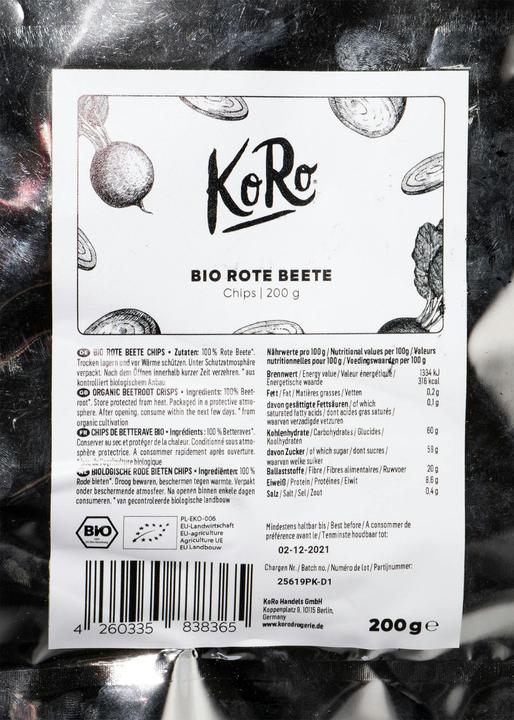Immagine prodotto KoRo Patatine secche di barbabietola biologica (200 g)