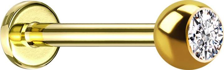 Immagine prodotto Star Piercing Micro labret placcato oro con sfera e cristallo d'argento (Titanio G23)