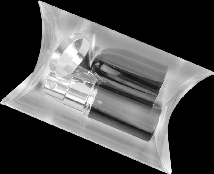 Taschenzerstäuber schwarz für 4 ml + Trichter silber in Geschenkpackung (4 ml)