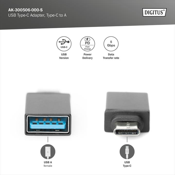 Image du produit Digitus AK-300506-000-S (USB-A, USB-C, 19.70 cm)