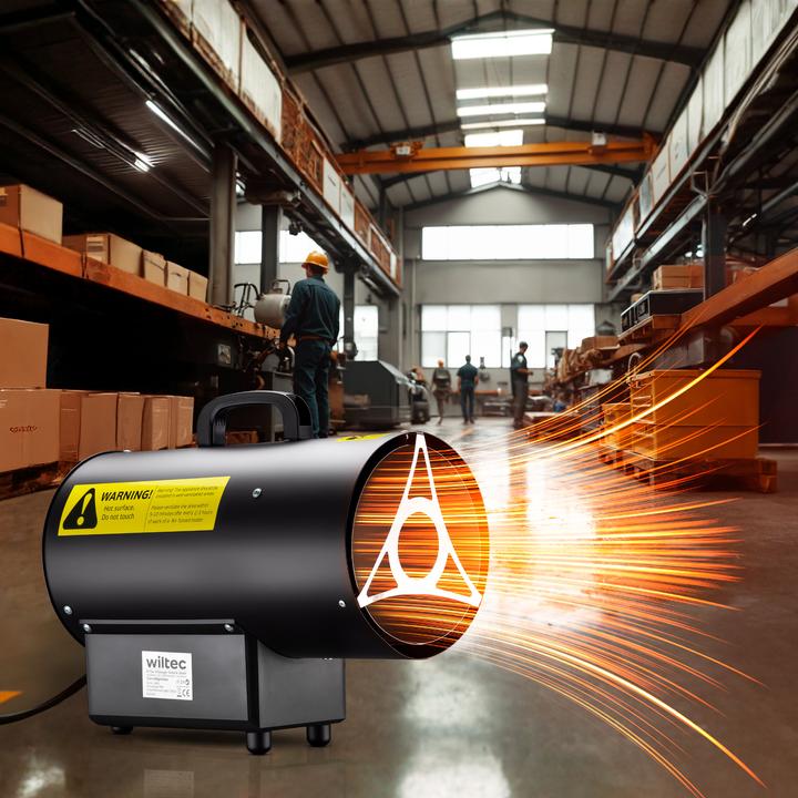 Actual product image Wiltec Gasheizgebläse 15kW Heizkanone 30W Gas Heissluftgenerator LPG Bauheizer (15000 W)
