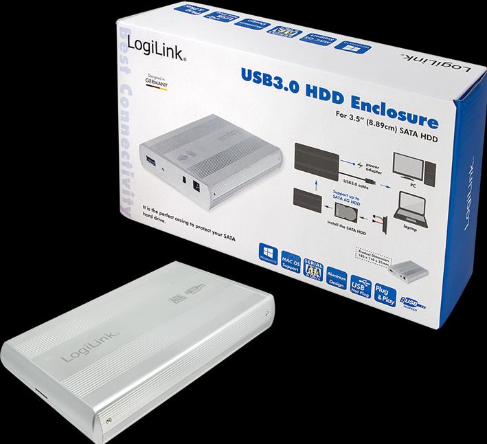 Produktbild LogiLink Festplattengehäuse 3.5" S-ATA USB 3.0 Alu, silber (3.5")