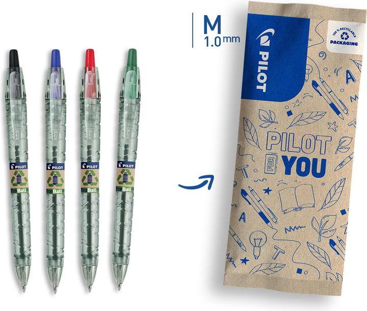 Produktbild Pilot B2P Ecoball (Rot, Blau, Grün, Schwarz, 4 x)