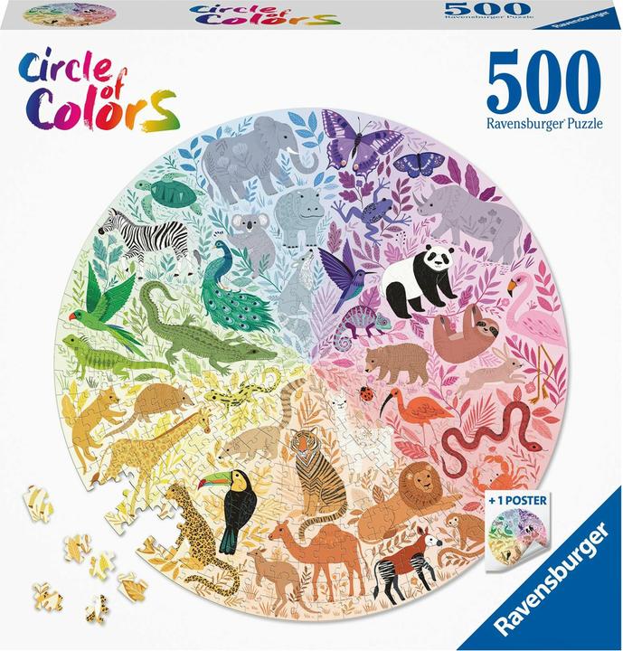 Actual product image Ravensburger Color Circle Puzzles - Animals (500 pieces)