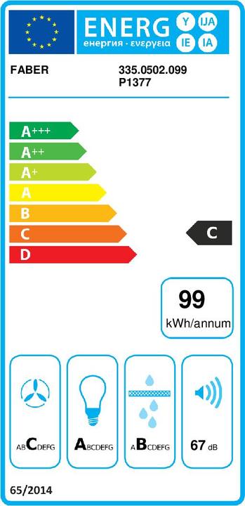 Energy Label Castell CUBIA ISOLA GLOSS PLUS EV8 WH 45 (Island canopy)