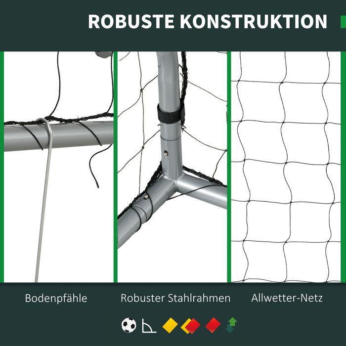Image du produit Swisshandel24 Fussballtor mit PE-Netzgewebe, Fussball-Tor für Kinder und Erwachsene, Stahl, Grau