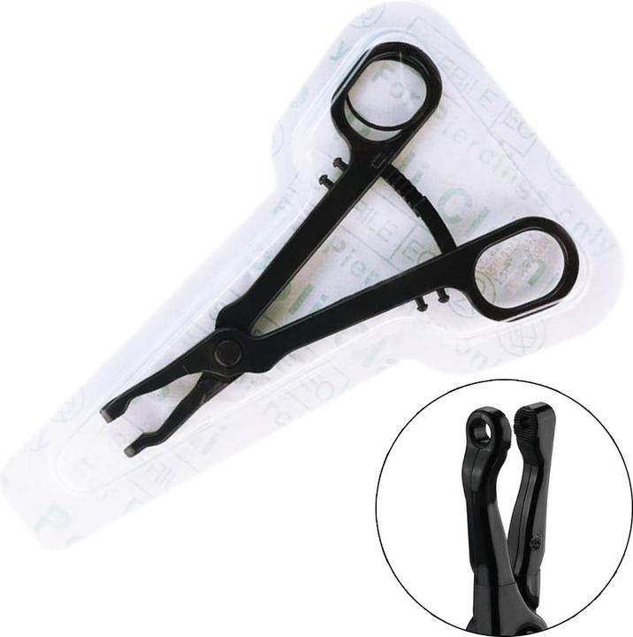 Star Piercing Sterile einweg Zange schwarz Gazeklemme universal gezackt (Kunststoff)