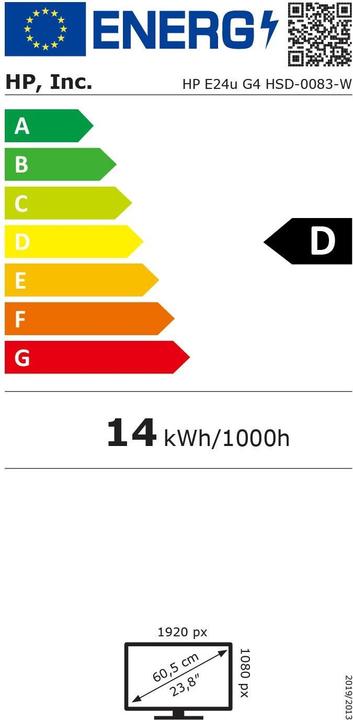 Label énergétique HP E24u G4 (1920 x 1080 pixels, 23.80")
