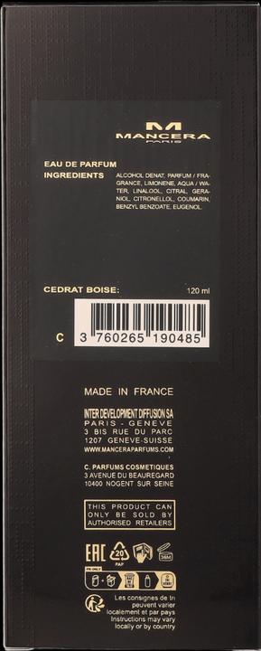 Actual product image Mancera Cedrat Boise (Eau de parfum, 120 ml)