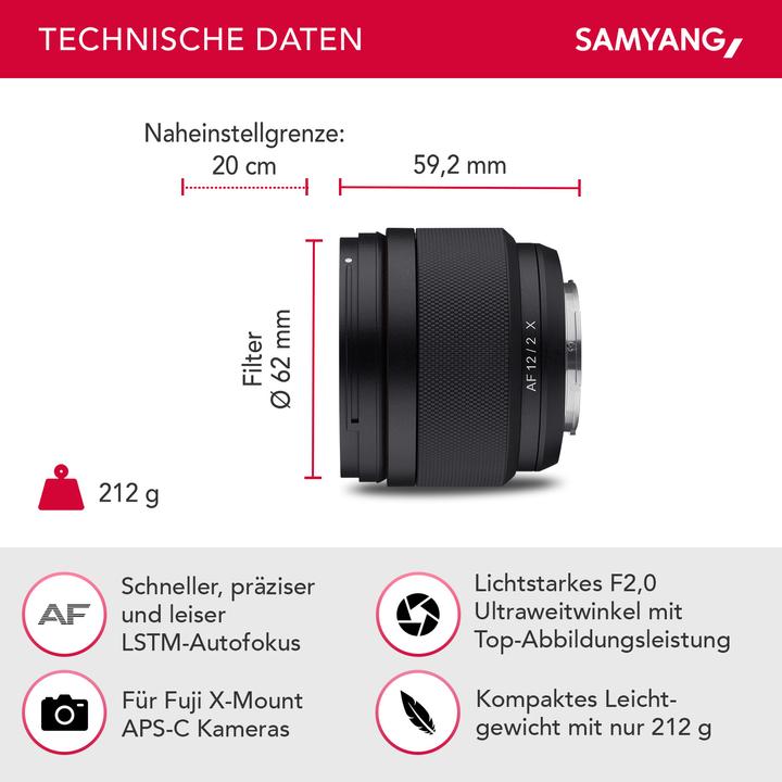 Actual product image Samyang AF 12mm f/2 Fujifilm X (Fujifilm X, APS-C / DX)