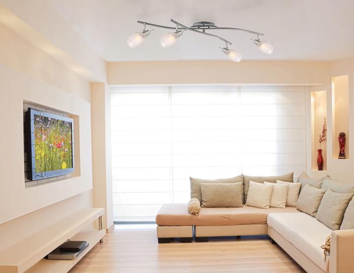 Actual product image Globo FLORITA spotlight, matt nickel chrome, opal glass, 54984-4 (E14)