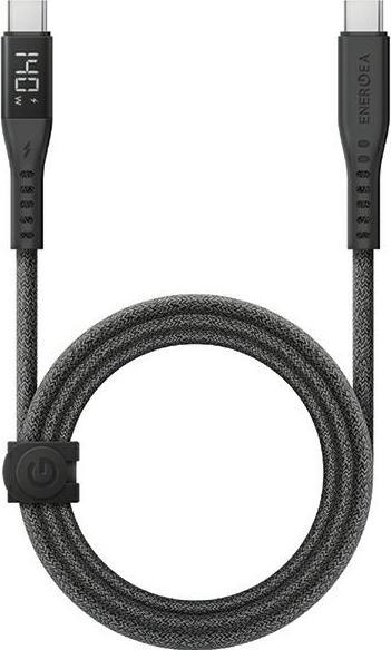 Produktbild Energea kabel Flow USB-C - USB-C Digital Display 1.5m czarny/black 240W 5A PD Fast Charge (1.50 m, USB 2.0, 240 W)