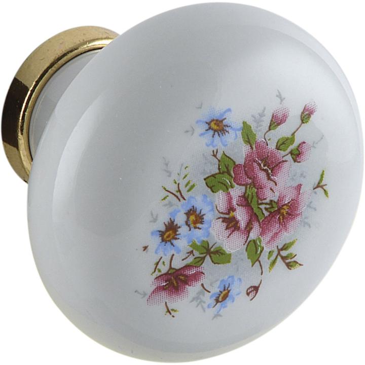 Actual product image Schörghofer & Frehe Knob Cary ø 35 mm, porcelain/brass, white painted/polished