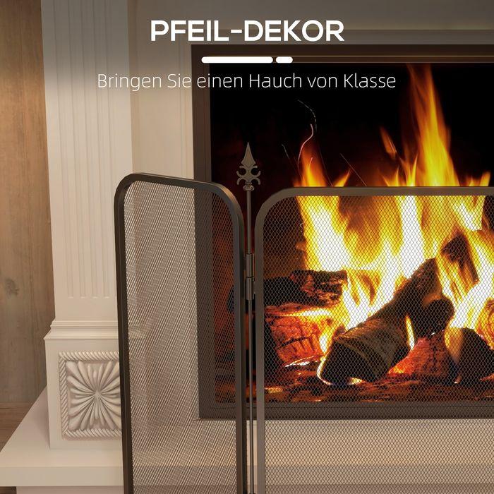 Image du produit Swisshandel24 Kaminschutzgitter, Faltbares Kamingitter mit 3 Paneelen, für Wohnzimmer, Schwarz