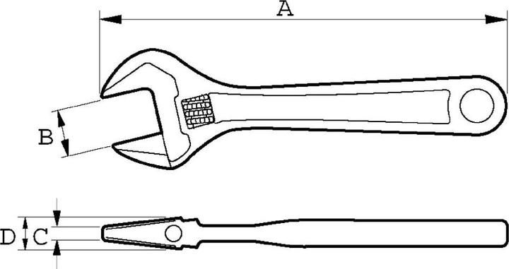 Actual product image Bahco 28 mm ERGO adjustable spanner, with rubberised handle and adjustable jaw (28 mm)