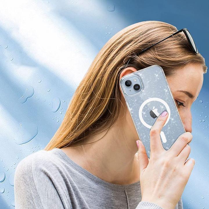 Actual product image Tech-Protect FlexAir Hybrid MagSafe case for iPhone 15 Pro Max - transparent and glitter (Apple iPhone 15 Pro Max)