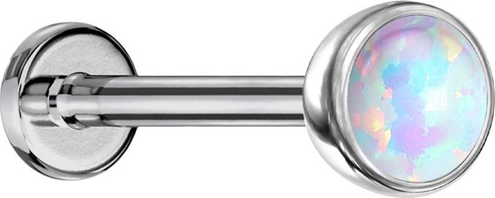 Produktbild Star Piercing Micro Threadless Labret silber Halbkugel mit Opal weiss (Titan G23, ohne Messing)