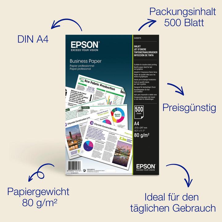 Image du produit Epson papier commercial (80 g/m², 500 x, A4)