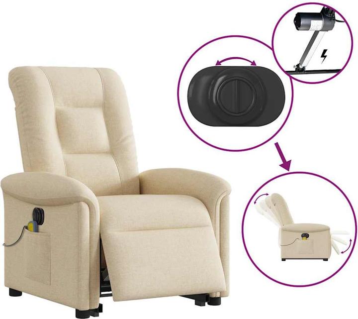 Immagine prodotto VidaXL Poltrona massaggiante elettrica con ausilio stand-up in tessuto crema