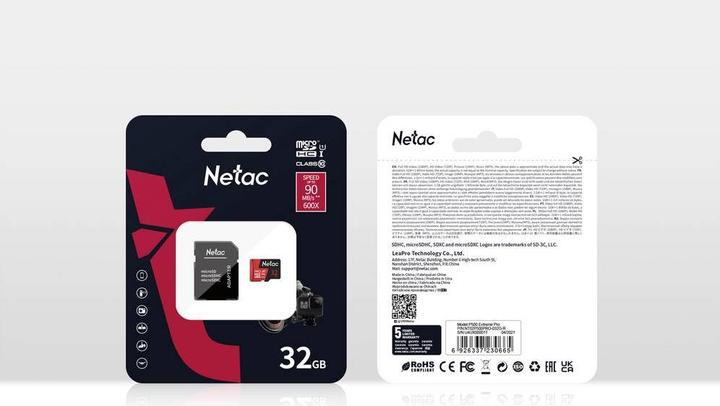 Image du produit Netac P500 Extreme Pro MicroSDHC 32GB V10/A1/C10 jusqu'à 100MB/s, wi (32 Go, microSDHC, U1, UHS-I)