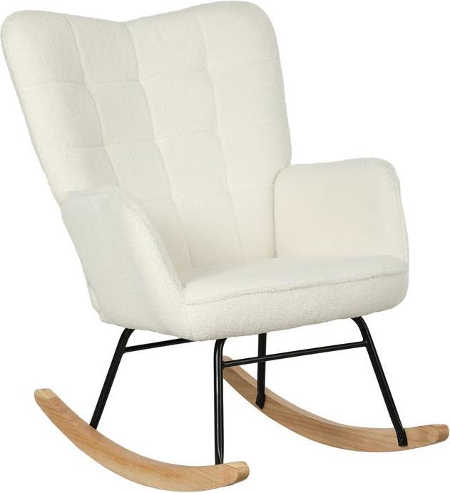 Produktbild Swisshandel24 Schaukelstuhl Sessel Relaxsessel bis 120 kg, Polyester, Weiss 98x71x101cm