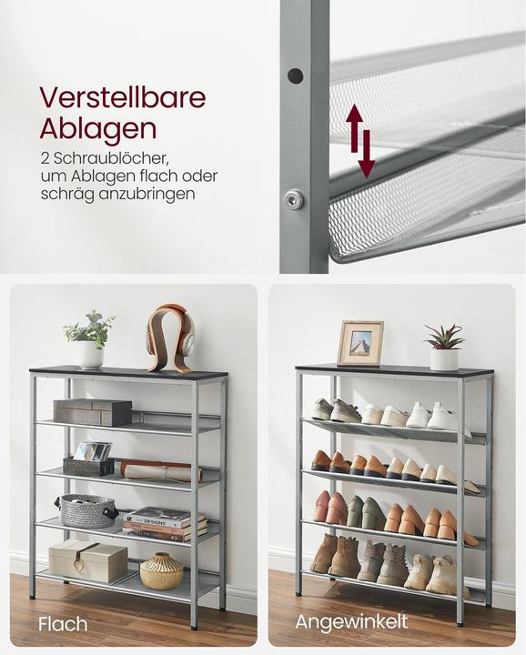 Produktbild Vasagle Schuhregal silber, schwarz 75,0 x 28,0 x 93,0 cm