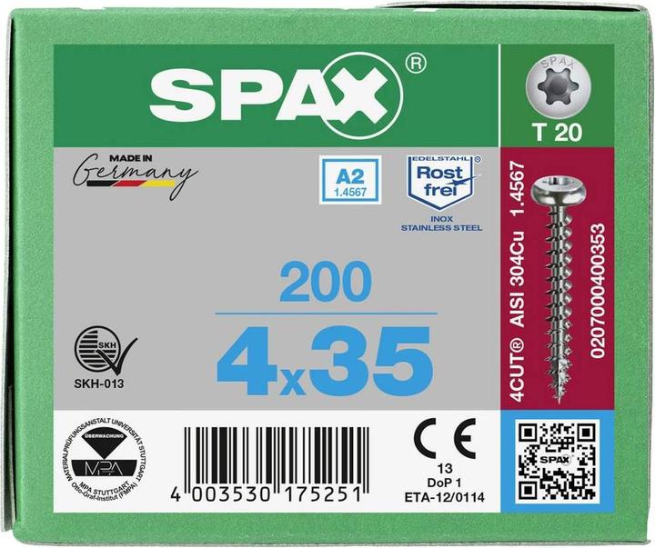 Immagine prodotto Spax Vite R 88093 Ruko con punta/T-STAR VG 4 x 35/30-T20 A 2 (200 Viti per pezzo)