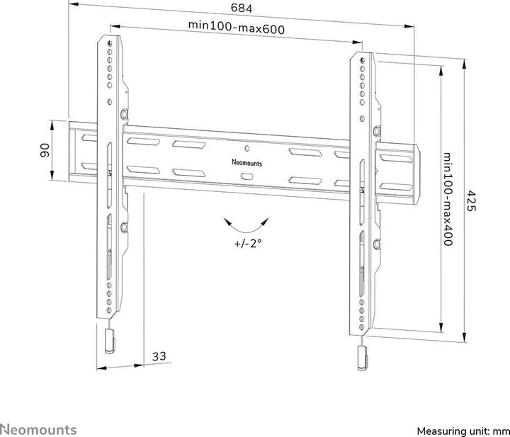 Actual product image Neomounts Wall Mount WL30S-850BL16 Black (Wall, 82", 70 kg)